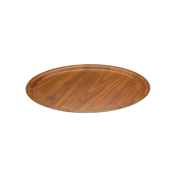 Tria Lamine Ahşap Yuvarlak Sade Kraft Tepsi 2 Adet 33 cm