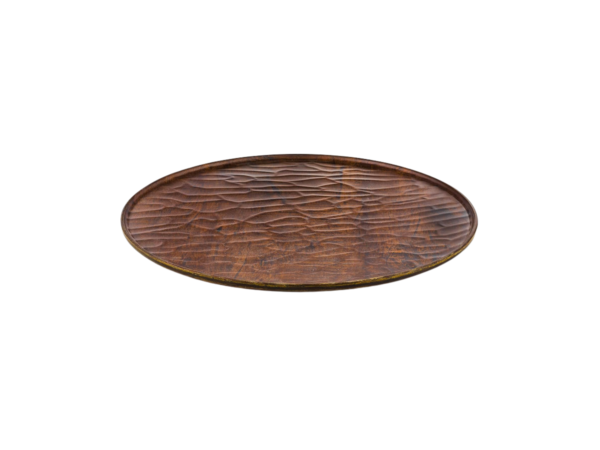 hib-pizza-kestane Tria Hibrit Ahşap Rölyefli Pizza Tabağı 1 Adet 35 cm - Kestane Desenli - Görsel 1